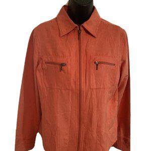 Cato Women's Coral Zip-Up Suede Like Cozy Fall Blazer Burnt Orange Jacket Winter